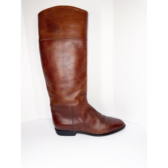 Vtg Charles David Tall Leather Riding Boots Brown Low Heel Equestrian Womens 9 - Picture 12 of 15